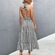 thumbnail image 4 of Vestido Maxi De Verano Para Mujer, Sin Mangas, Elegante, Cruzado, Con Cuello Halter, Sin Espalda, Para Fiestas De Graduación ANGGREK Tela escocesa negra M, 4 of 6