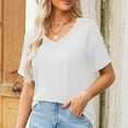 thumbnail image 2 of Timegard Tops for Women Summer Casual Loose Comfy Solid Color V Neck Stops Short Sleeve Basic Tee Shirts, 2 of 9