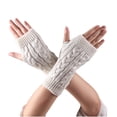 thumbnail image 2 of IROINNID Discount Thermal Gloves for Women Knit Gloves Knitted Arm Finger-less Keep Warm Winter Gloves Soft Warm Mitten,White, 2 of 3