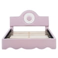thumbnail image 5 of Euroco Full Size Upholstered Platform Bed with LED Light Headboard for Kids Teens, Pink, 5 of 11