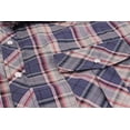 thumbnail image 3 of Men’s Western Short Sleeve Button Down Casual Plaid Pearl Snap Cowboy Shirt (#26 Blue/Grey/Red. M), 3 of 3