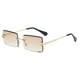 thumbnail image 4 of Gafas de sol elegantes de corte rectangular sin montura con lentes tintadas, tono marrón, 4 of 6