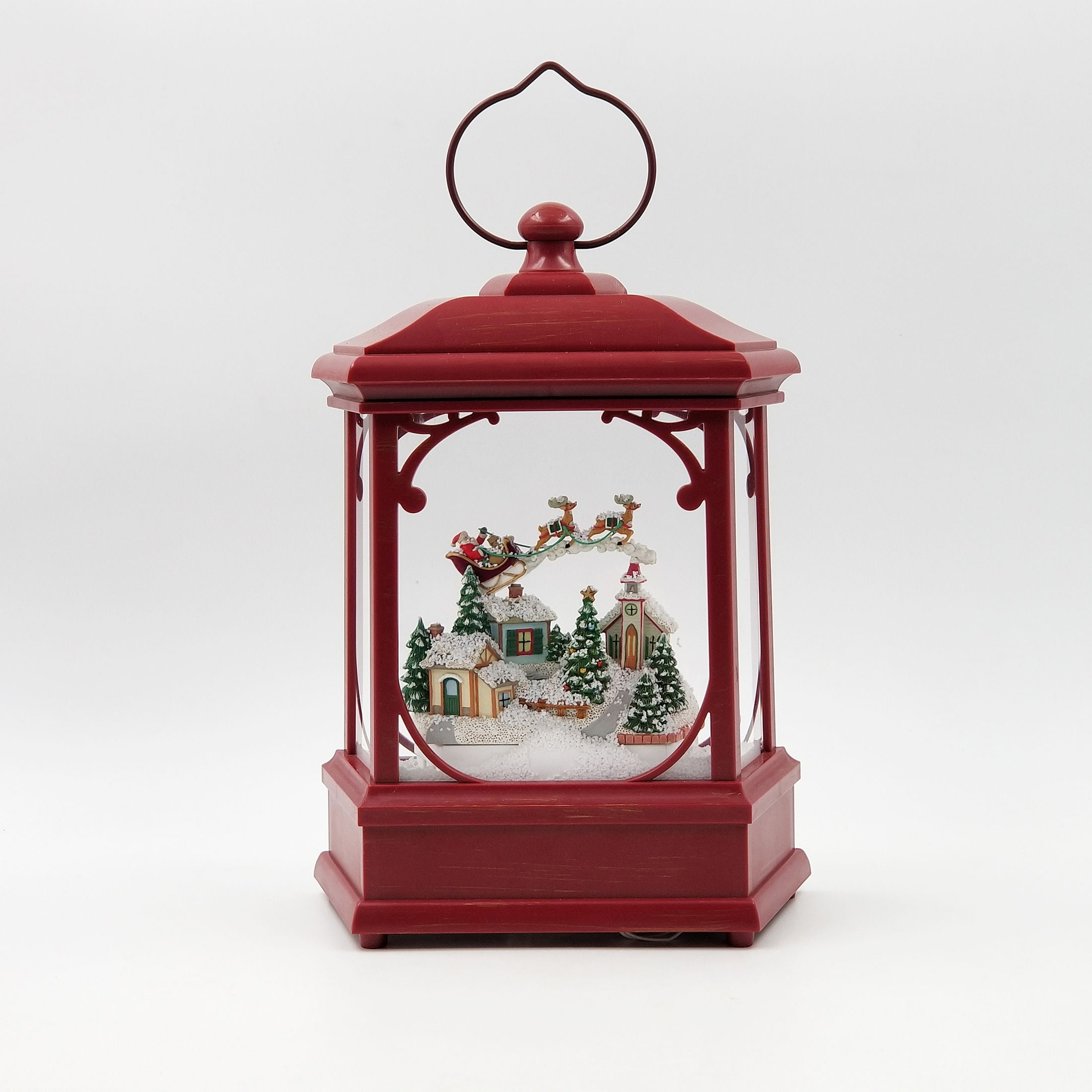 Holiday Time Lightup Lantern Snow Globe Flying Santa