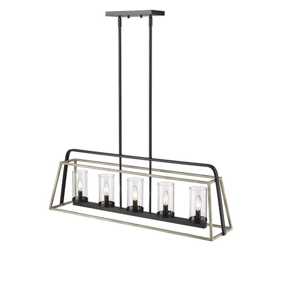 Millennium Lighting  Bonnie 5 Light Chandelier Ceiling Fixture in Matte Black Grey Wood