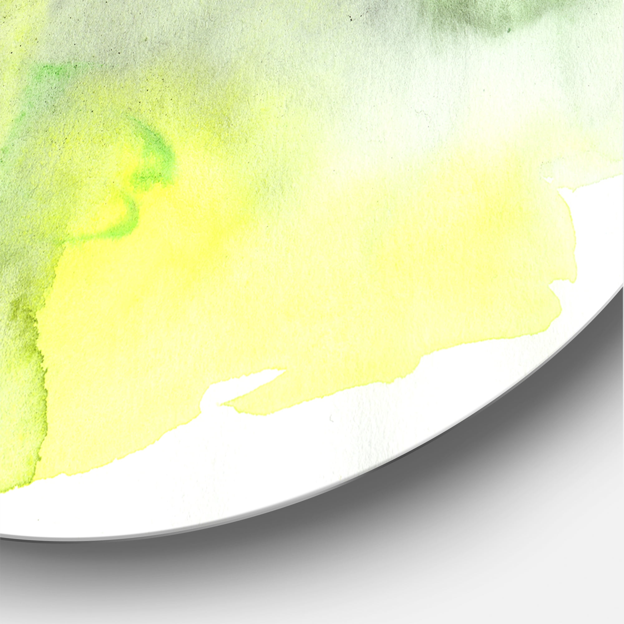 Designart 'Abstract Pond of Yellow and Green' Modern Circle Metal Wall Art 23x23 - Disc of 23