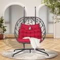 thumbnail image 4 of LEGAHOME 2-Person Wicker Egg Chair, Double Rattan Egg Chair with Stand and Removable Cushion, Outdoor Indoor Swing Hammock Chair Hanging Basket Chair for Patio Balcony Porch, Red, 4 of 8