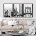 thumbnail image 3 of PixonSign Framed Canvas Print Wall Art Set Black & White NYC New York Cityscape Urban Architecture Photography Realism Scenic Landscape Decorative Colorful Multicolor for Bedroom - 16"x24"x3 Black, 3 of 5