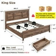 thumbnail image 2 of ACCOHOHO Rustic King Size Bed Frame with 52" Tall Full-Panel Headboard, Wood Platform Bedframe with Footboard and Storage Drawers, No Squeak, No Box Spring Needed, Light Brown, 2 of 8