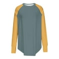 thumbnail image 3 of ATOYSOY Women's Long Sleeve Shirts Winter Loose Tops Dressy Tunic Fashion Workout Casual Raglan Blouse Color Block Pullover Spring Crew Neck Sweatshirts Green XXL, 3 of 4