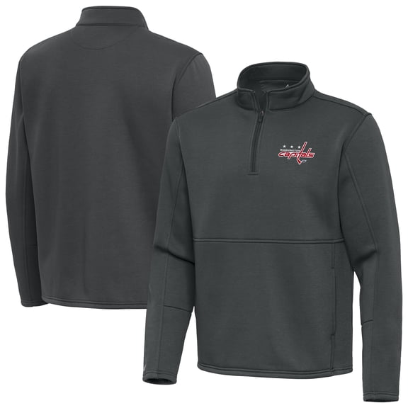 Men's Antigua Pewter Washington Capitals Twist Quarter-Zip Pullover Jacket