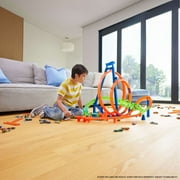 Hot Wheels Track Set w/ 5 Crash Zones, Motorized Booster, 1 Car, 2 Loops
