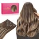 thumbnail image 1 of WENNALIFE Extensiones de cabello con clip de 16 pulgadas, 4.23 oz, 7 unidades, extensiones de cabello balayage marrón chocolate a rubio miel, extensiones de cabello humano con clip, extensiones de cab, 1 of 5