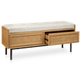 thumbnail image 3 of Bouclair Natural Fabric Caned Drawers and Metal Storage Bench, 3 of 8