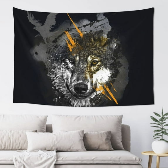 Wolf Totem Tapestry, Canis Lupus Gray Wolf Wall Decor Home Decor Bedroom Living Room Dorm Tapestry Room Wall Hanging 60 x 40 inches