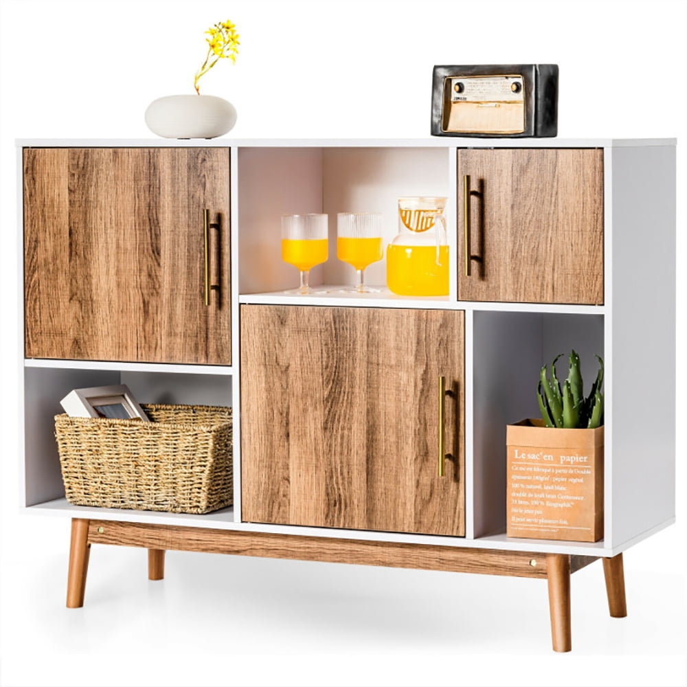 Finihen Storage Cabinet, Sideboard Storage Cabinet with Storage Compartments, for Living Room, Home, Office, Entryway, Brown