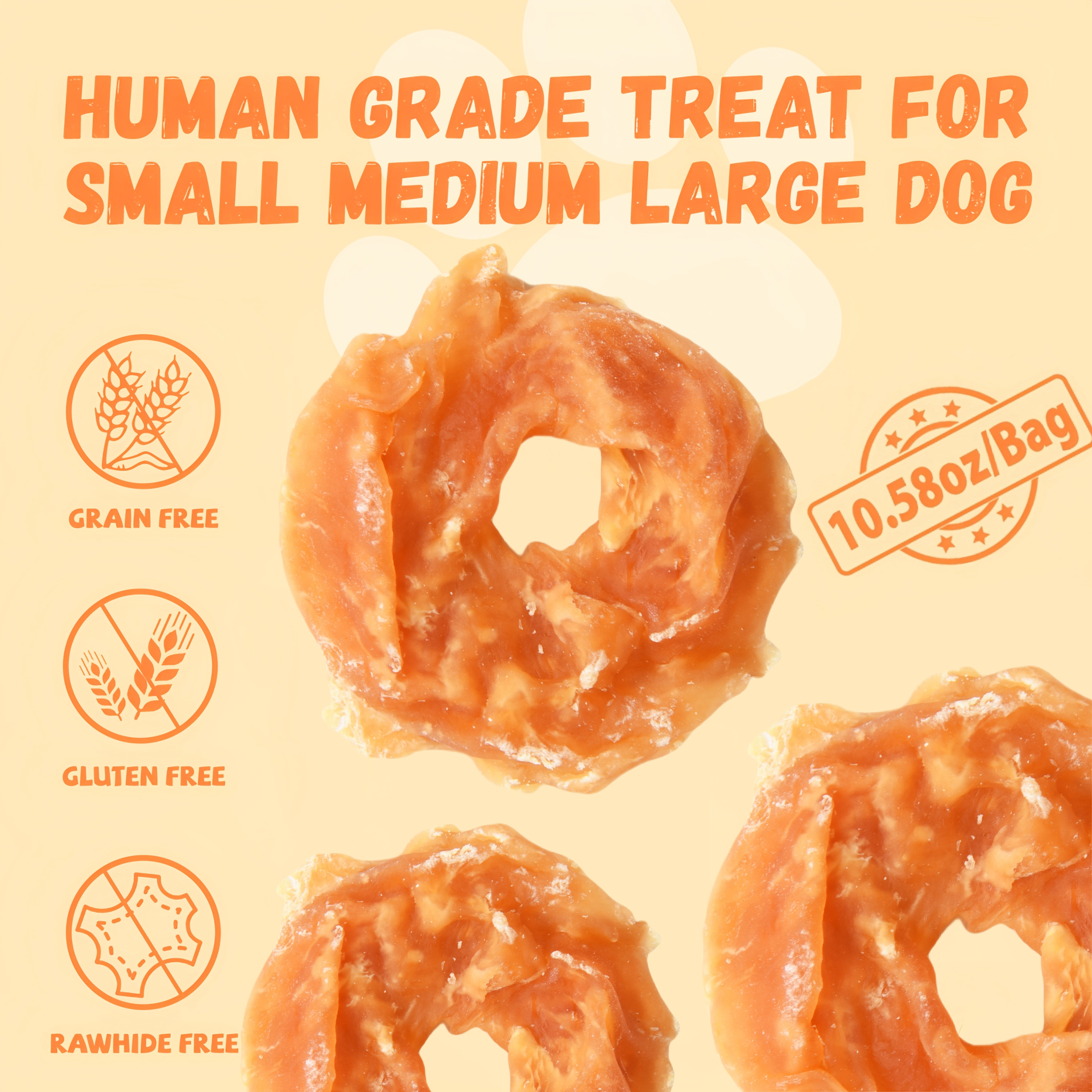 (2 pack) Pawmate Chicken Jerky Dog Treats, Chicken Jerky Rings for All Dogs, 23 ct Packet