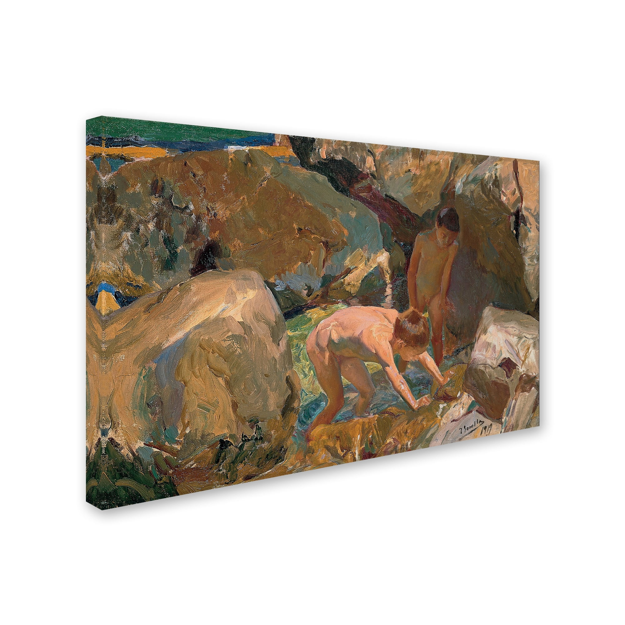 Trademark Fine Art 'Children Looking For Shellfish' Canvas Art by Joaquim Vayreda