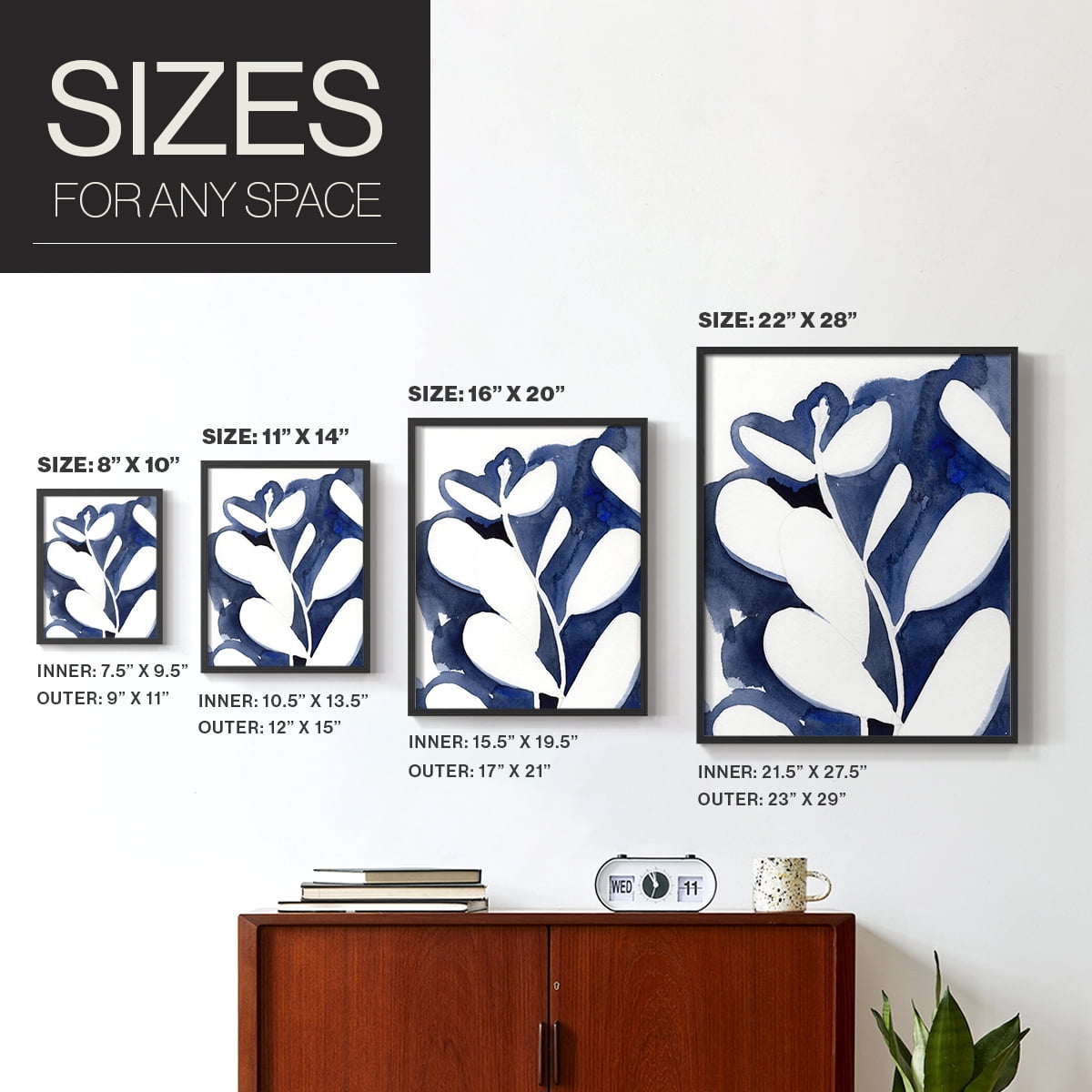 Blue Eucalyptus II Framed Print in Black Solid Wood Framed Print No Nail Hanging