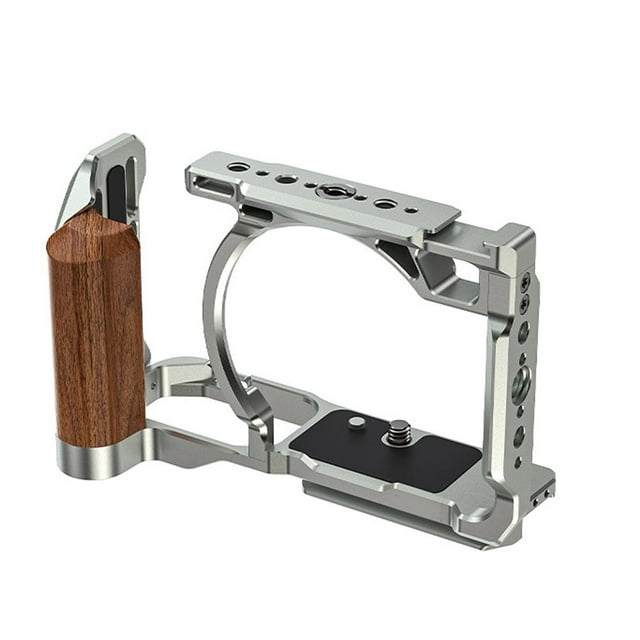 Aluminum Alloy & Wooden Camera Cage Kit for Nikon Z R Mirrorless, Full Body Protective Frame with Quick-Release Plate, Ergonomic Grip, Versatile Expansion Mounts for Filmmaking & Vlogging
