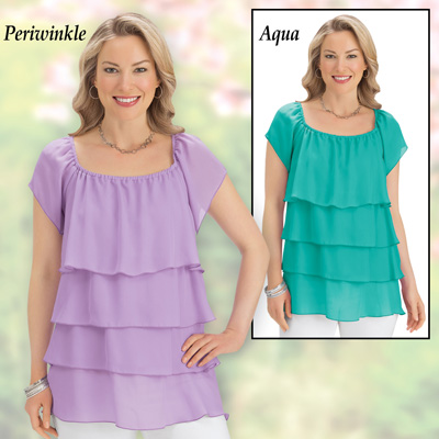 Chiffon Tiered Layered Ruffle Flowy 