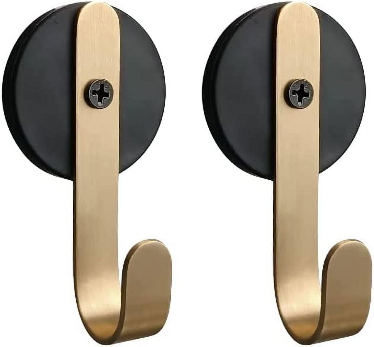 RGHJAR-2 Packs Magnetic Hooks Decorative Wreath Hanger for Front Door Magnet Hooks for Hanging Towel Coat Clothes Indoor Outdoor (Thin), Copper,Gold