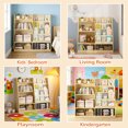 thumbnail image 3 of Miniyam Kids Bookshelf and Toy Storage Organizer, Children’s Bookcase with Front-Facing Book Display Shelves and Open Storage Compartments, Natural, 3 of 7