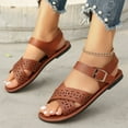 thumbnail image 6 of HAOTAGS Sandals for Women Flat Hollow Casual Dressy Sandals Brown Size 6.5, 6 of 9