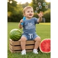 thumbnail image 4 of BemeyourBBs Toddler Baby Boy Little Brother Big Brother Matching Outfit Infant Boys Summer Clothes Waffle Knit Short Sleeve Letters Embroidery Romper T Shirt with Shorts Set, 4 of 9