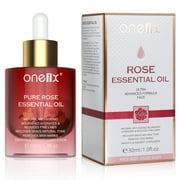 One1X Organic Rose Essential Oils for Dry Skin Moisturizing Rose Serum for Face Hair Body Massage Aromatherapy and Relaxation