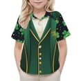 thumbnail image 4 of LEKWK Boys St. Patrick's Day Shirt Faux Suit Vest Graphic Short Sleeve Button Down Top Irish Festival Performance Wear, 4 of 9