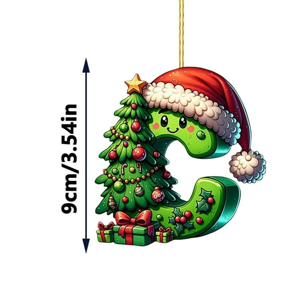 Rapeiae 2D Acrylic Christmas Tree 26 Letter Pendant Decorative Gift Family Christmas Party Pendants