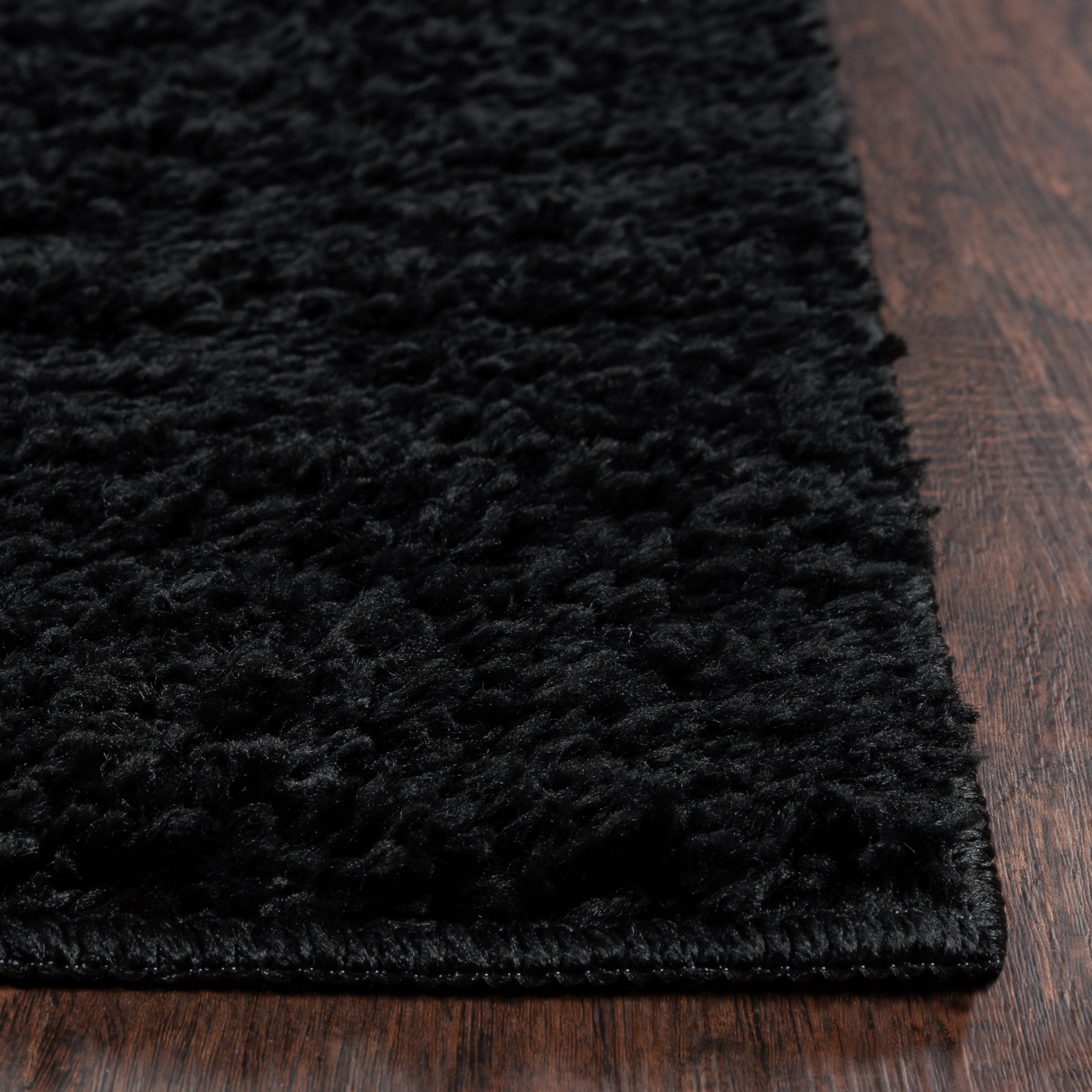 (3 pack) Mainstays Traditional Solid Black Shag Indoor Area Rug, 5' x 7'