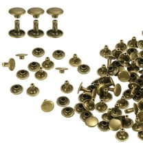 Uxcell 100Pack Double Cap Leather Rivet, 9x8mm Round Cap Tubular Metal Studs Leather Crafting Rivet, Bronze