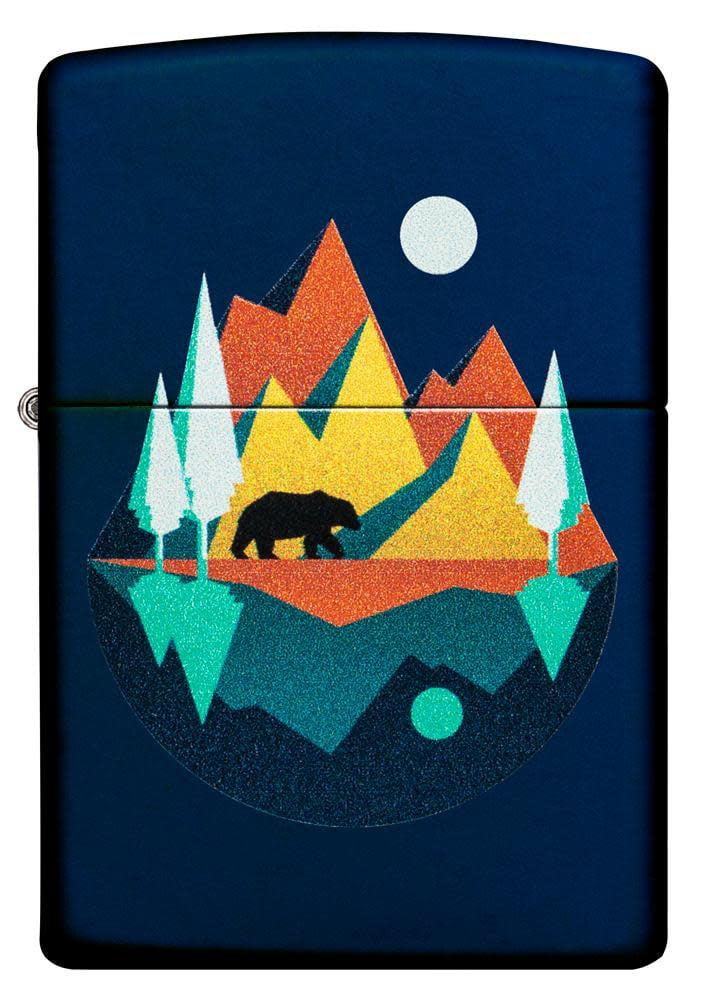 Zippo Geometric Bear and Mountains Design Pocket Lighter