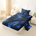 thumbnail image 2 of Castle Fairy 3D Metallic Blue Wave Twin Sheets 3pcs,Curved Glossy Abstract Texture Bedding,Dark Azure,1 Fitted Sheet,1 Flat Sheet and 1 Pillowcase, 2 of 6