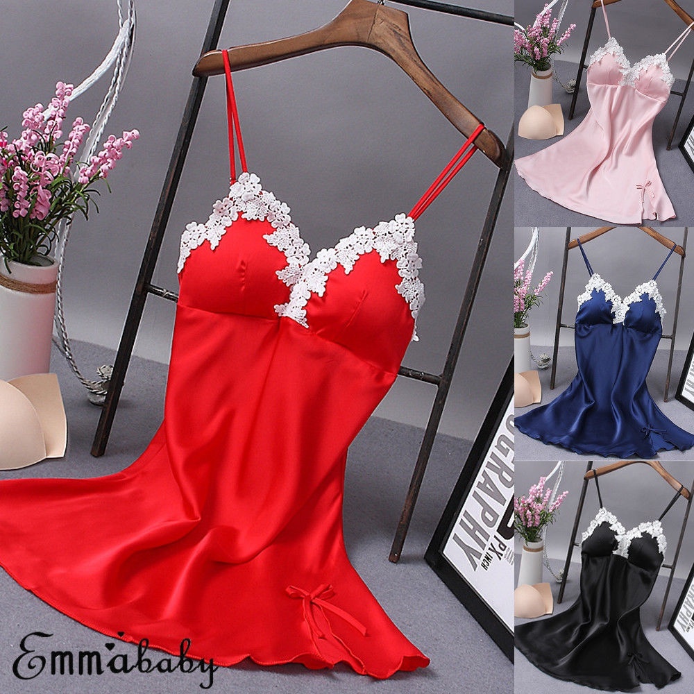Women´s Flower Silk Sleepwear Robe Bathrobe Sexy Lingerie Gstring