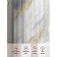 thumbnail image 6 of White Gold Marble Sheer Curtains 96 Inch Length 2 Panels Set, Abstract Blue Simple Geometric Voile Window Treatment Semi Sheer Long Curtains Drapes for Bedroom/Living Room/Kitchen 52"x96"x2, 6 of 7
