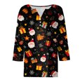thumbnail image 6 of larppty Christmas Shirts for Women 3/4 Length Sleeve Tops Henley Neck T Shirts Xmas Gifts (Black, 3XL), 6 of 9
