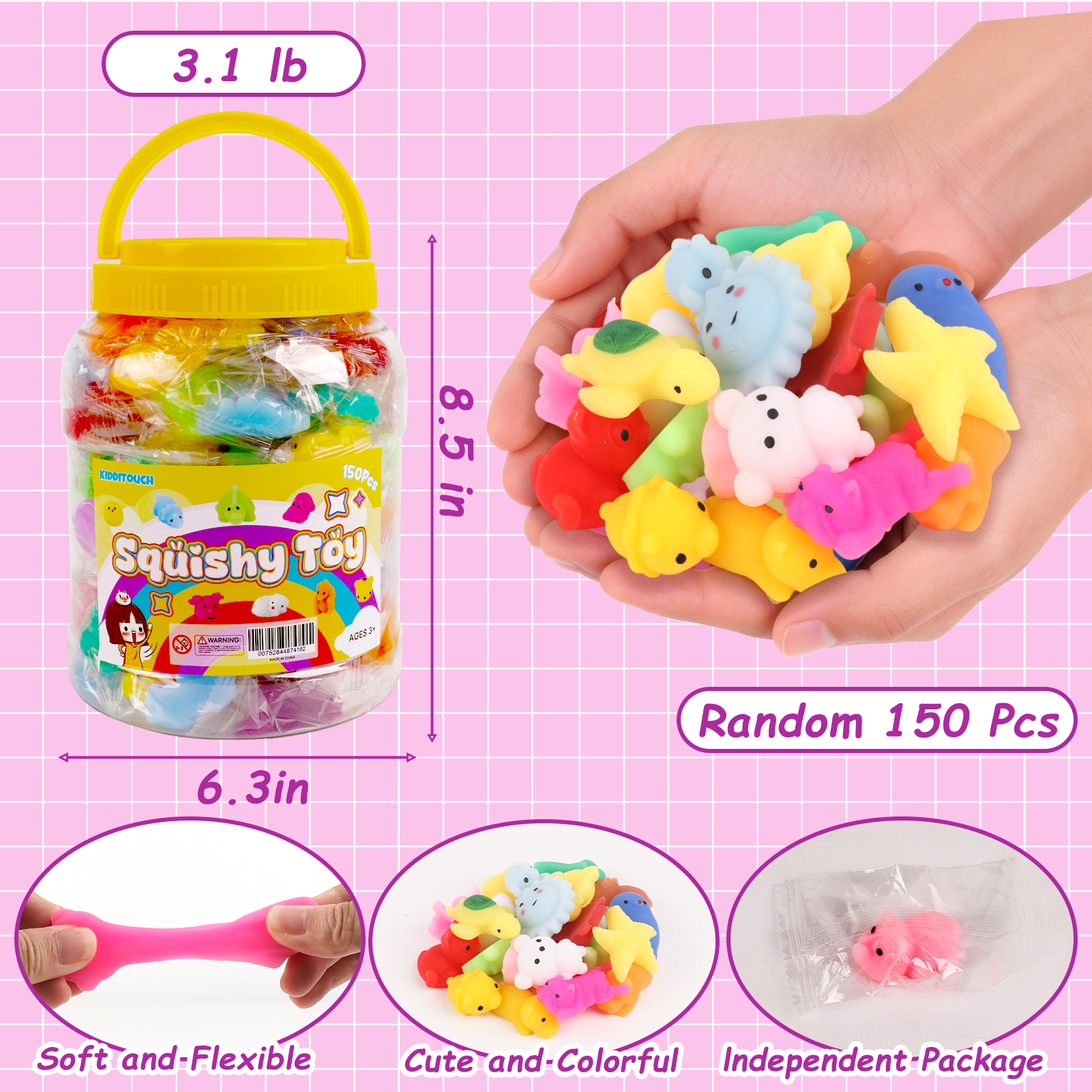KiddiTouch 150-Piece Mochi Squishy Toys Assortment photo 2