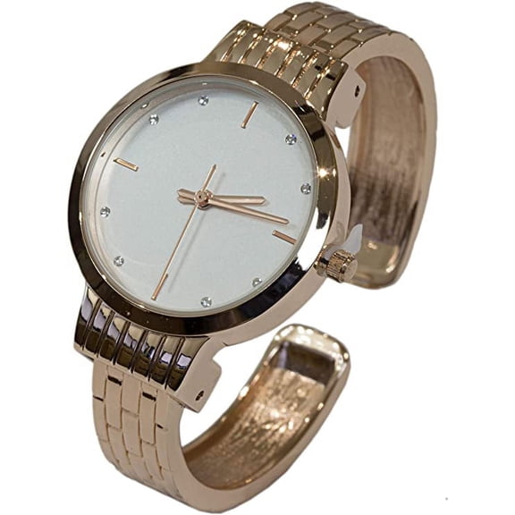 Blekon Collections Womens 31mm Round Elegant Metal Cuff Bangle Fashion Stainless steel Watch