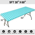 thumbnail image 6 of Rectangle Picnic Table Cloth, Elastic Waterproof Fitted Vinyl Tablecloths, Flannel Backed Buffalo Plaid Table Covers for Dining, Camping, Outdoor (Black and White, 30" x 60"), 6 of 7