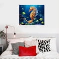 thumbnail image 4 of JEUXUS  Blue Ocean Aquatic Animals Decor Wall Art Turtle Starfish Seahorse Undersea Coral Pictures Canvas Prints Artwork for Kids Room Wall Decoration, 4 of 4