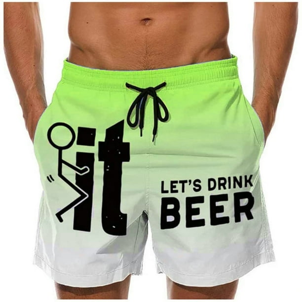 Augper Men's Slim Swim Shorts Printing Pockets Quick Dry Swimsuit Sports Swim Trunks