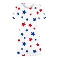 thumbnail image 3 of safuny Women's Trendy Midi A Line Dress July 4th Independence Day Short Sleeve V Neck Dress Comfy Leisure Elastic Retro relaxed Clothing Fashion Summer Clearance Beige L, 3 of 4
