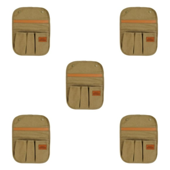 Ustyle Portable Seat Side Pocket Chair Armrest Organizer for Camping Snacks and Cell Phone Compact and Practical Khaki 31x23cm 5Set