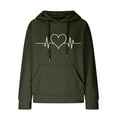 thumbnail image 4 of Dasayo Long Sleeve Women Sweatshirts Women Hoodie Waffle Knit Green Pocket Heart Prints Drawstring Hoodies Women Tops L, 4 of 4