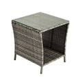 thumbnail image 7 of Hassch Rattan Side Table, 2-Tier End Table with Glass Top, Outdoor Accent Table for Patio Porch Lawn, Gray, 7 of 7