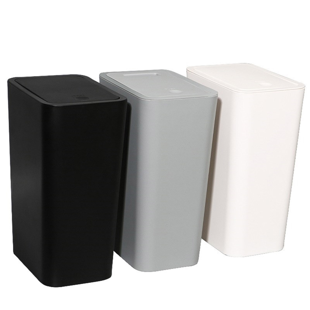 WINDLAND Push Lid Sealed Trash Can, Large Waste Basket Garbage Bin for Kitchen, Bathroom, Desk Side Disposal