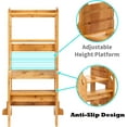 thumbnail image 5 of ZOPan Height Adjustable Bamboo Step Stool | Step Ladder Step Stool | Kitchen Step Stool | Safe and Sturdy Standing Tower, Nature, 5 of 7