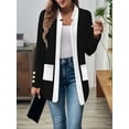 thumbnail image 5 of Long Sleeve - Collar Black and White Color Matching Jacket Outfit for Women Basic Fall Winter Black S, 5 of 9